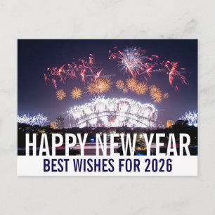 Happy New Year Australia Sydney Harbour Fireworks Postcard