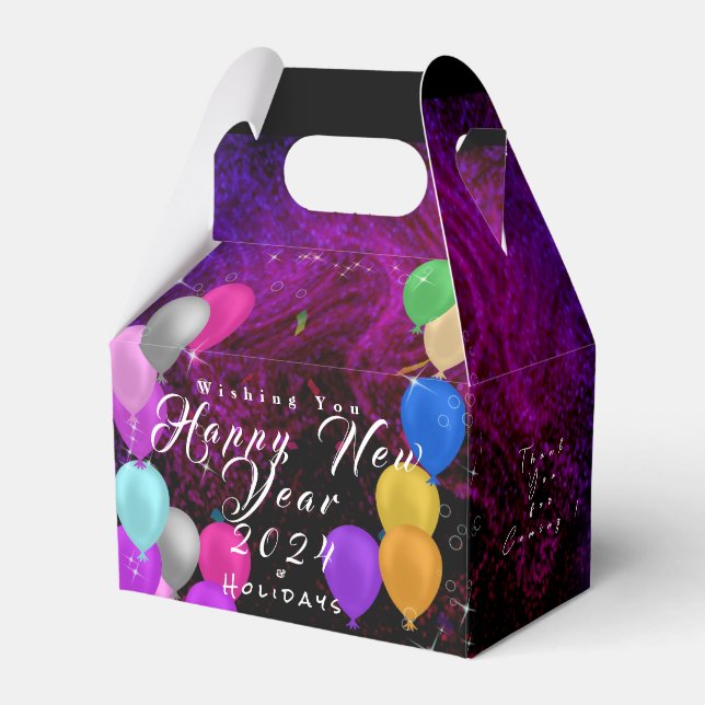 Happy New Year Balloon Favor Boxes (Front Side)