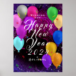 Happy New Year Balloon Poster