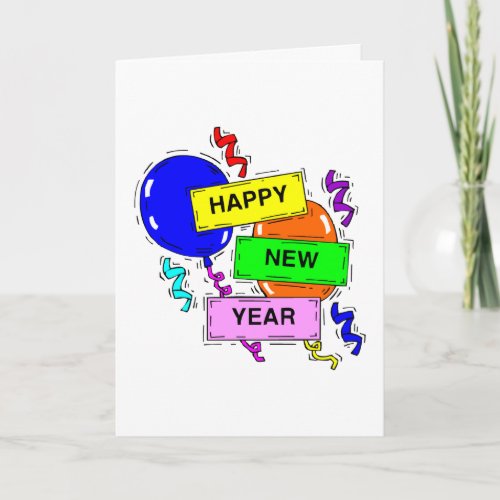 Happy New Year Balloons Greeting Card