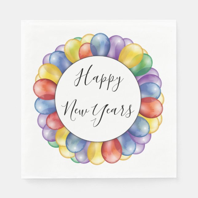 Happy New Year Balloons Napkins (Front)