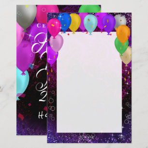 Happy New Year Balloons Stationery Paper