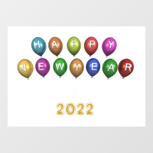 Happy New Year Balloons Window Cling