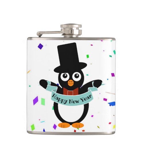 Happy New Year Banner Vinyl Wrapped Flask