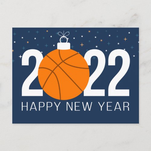 HAPPY NEW YEAR  Basketball Christmas Ornament Postcard