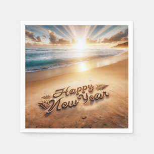 Happy New Year Beach Sunrise Napkins