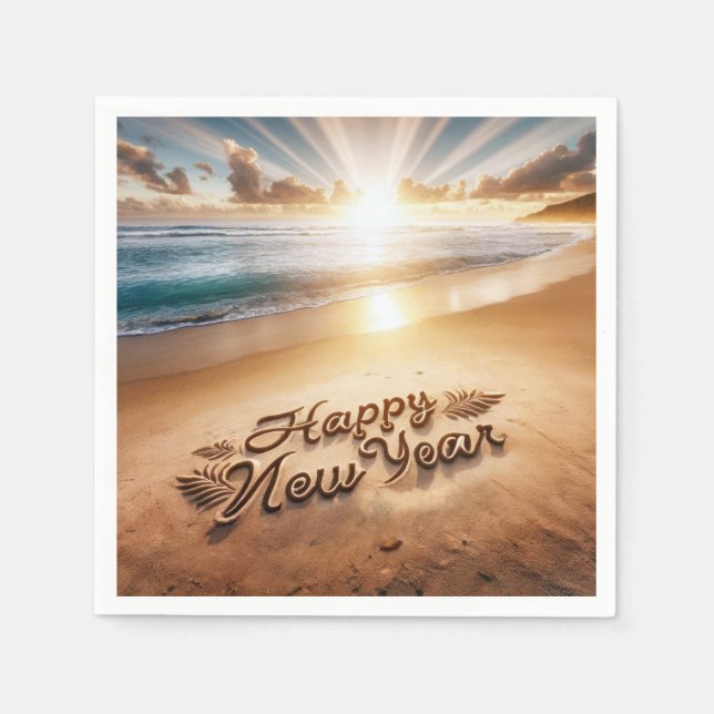 Happy New Year Beach Sunrise Napkins (Front)