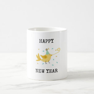 Happy New Year, Bird on a Coffee Mug