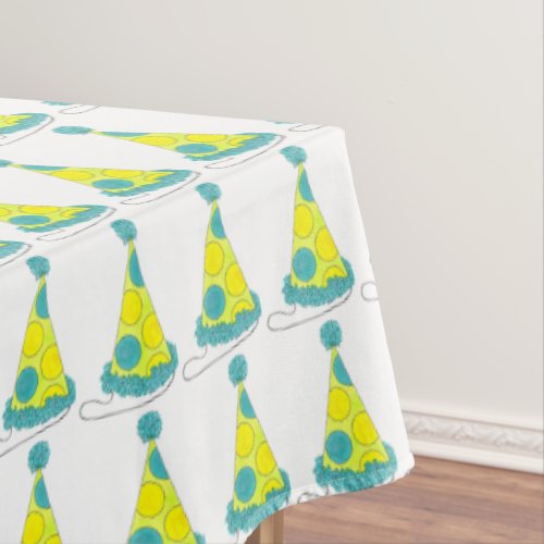 Happy New Year Birthday Party Hat Hats Print Tablecloth