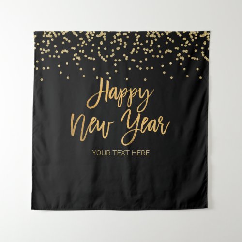 Happy New Year black and gold Backdrop banner