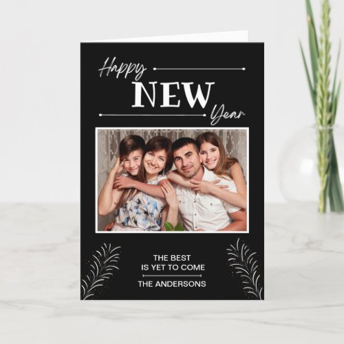 Happy New Year  Black and White Holiday Card