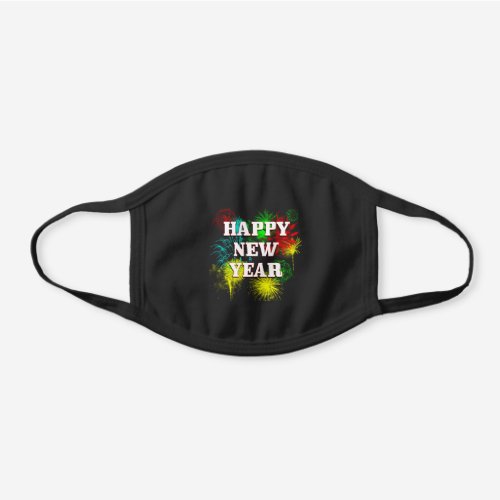 Happy New Year Black Cotton Face Mask