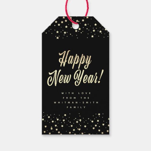 Happy New Year Black Gift Tags