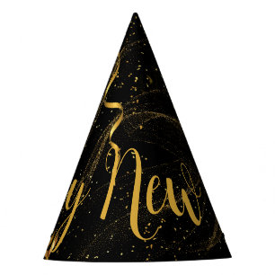 Happy New Year Black Gold (12) Party Hat