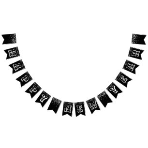 Happy New Year Black Silver Bunting Flags