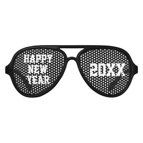Happy New Year Black White Custom Year Aviator Sunglasses