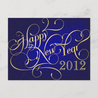 Happy New Year Blue Gold Party Invites