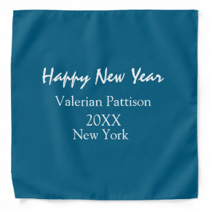 Happy new year blue name place year boho simple  bandana