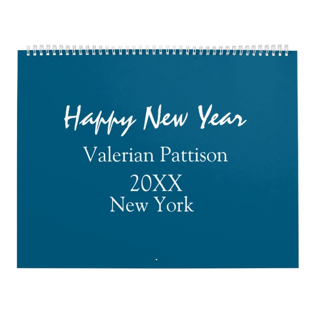 Happy new year blue name place year boho simple  calendar (Cover)