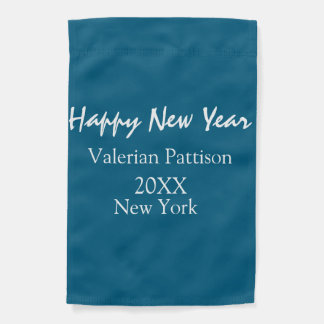 Happy new year blue name place year boho simple garden flag