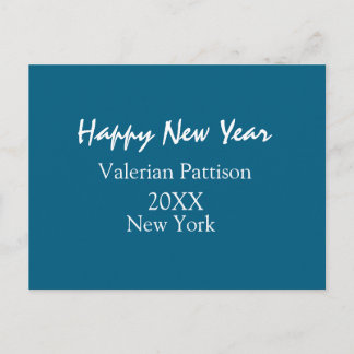 Happy new year blue name place year boho simple holiday postcard