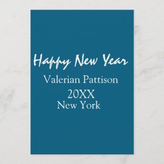 Happy new year blue name place year boho simple invitation