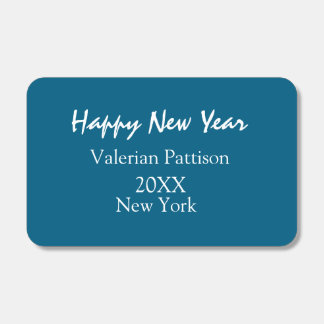 Happy new year blue name place year boho simple matchboxes