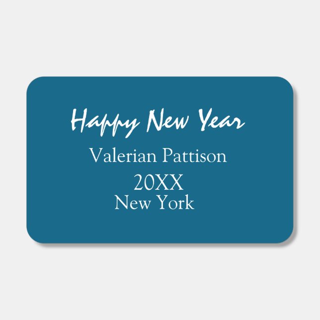 Happy new year blue name place year boho simple  matchboxes (Front)