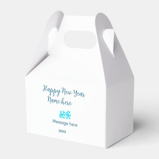 Happy New Year blue snowflakes modern rusticsimple Favor Boxes (Front Side)