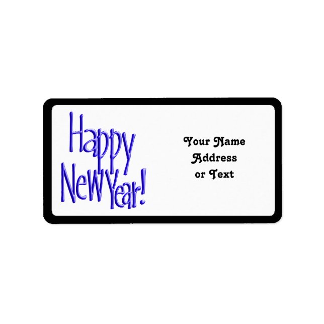 Happy New Year - Blue Text  Label (Front)