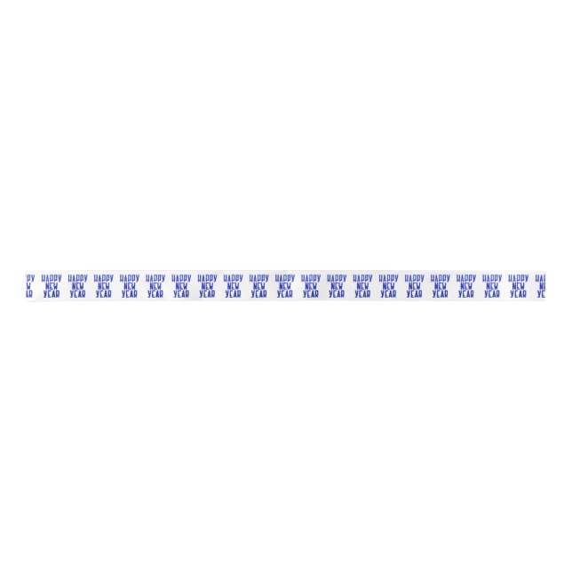 Happy New Year Blue White Gift Wrap Ribbon (Front)