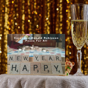 Happy New Year Board Word Game Phrase Celebration Invitation