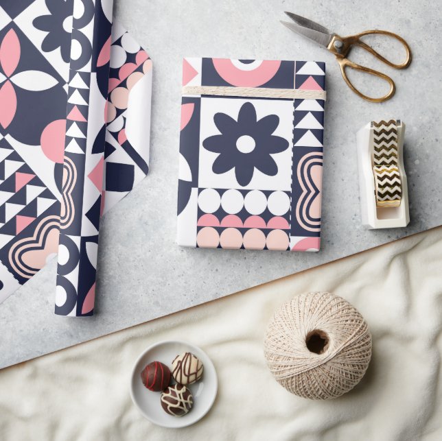Happy New Year Bold Geometric Wrapping Paper (Crafts)