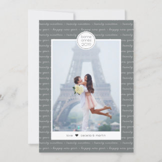Happy New Year Bonne Année Script Holiday Card