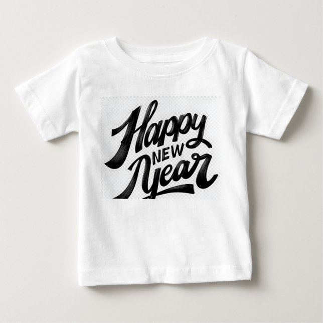 Happy New Year Brush‑Style Greeting Baby T-Shirt (Front)