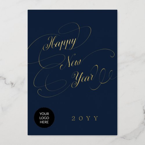 Happy New Year business corporate logo gold Foil Holiday Card