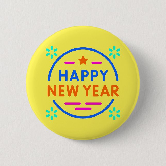 "Happy New Year"  Button (Front)