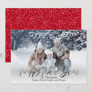 Happy New Year Calligraphy Script Simple 1 Photo Holiday Card