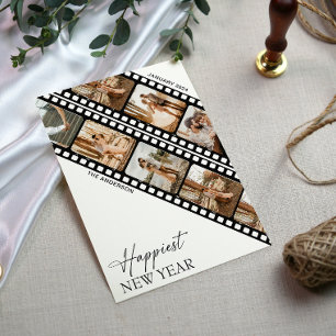 Happy New Year Camera Film Collage Photo Holiday Card