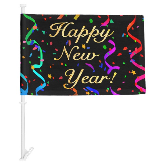 "Happy New Year!" Car Flag (Front)