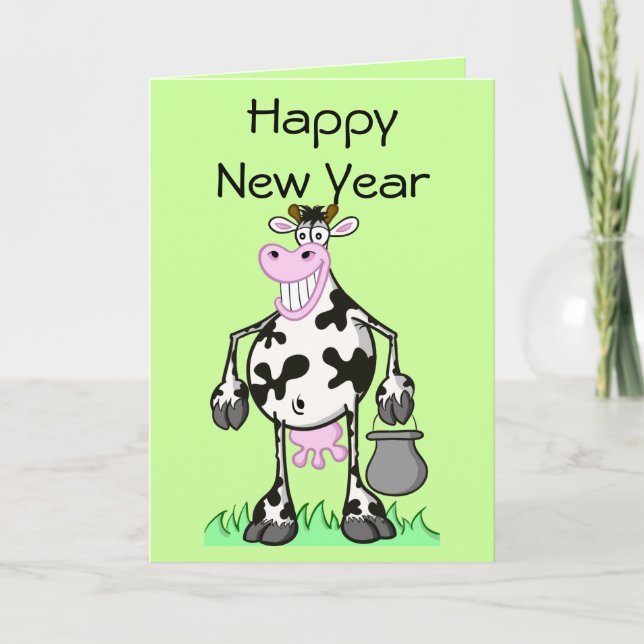 Happy new year cards "cartoon" cow (Front)