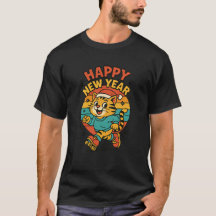 Happy New Year Cat - Cute 80s Cartoon Skating  