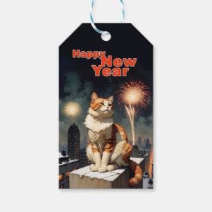 Happy New Year Cat Gift Tags