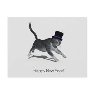 Happy New Year Cat Postcard