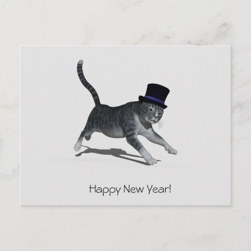 Happy New Year Cat Postcard