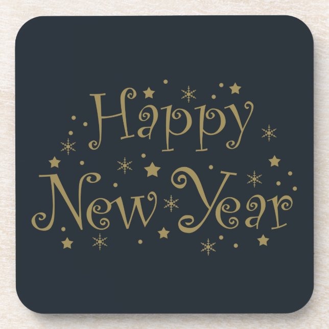 happy new year celebrate event beverage coaster (Front)