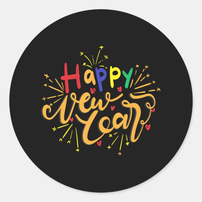 Happy New Year Celebrating 365 New Days New Years Classic Round Sticker (Front)