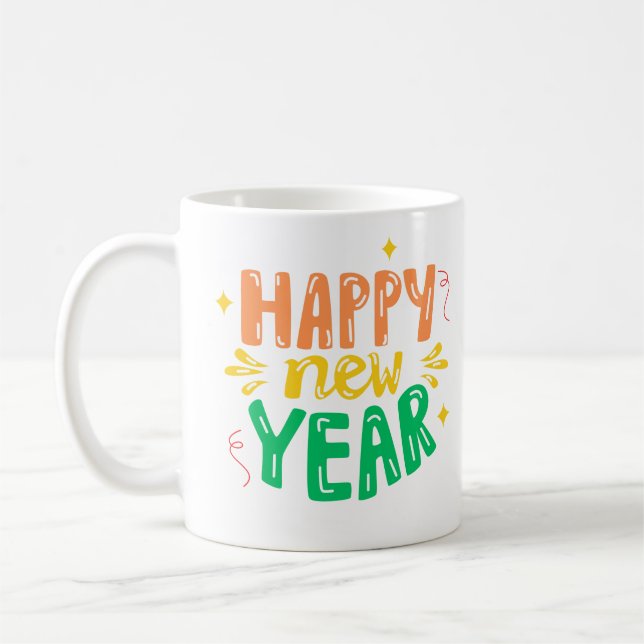 Happy New Year Celebration Design Coffee Mug (Left)