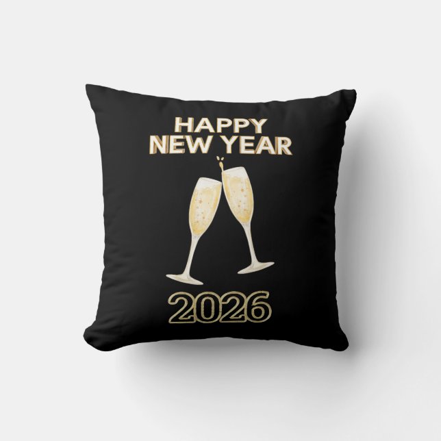 Happy New Year Celebration Design – Festive Party Throw Pillow (Front)