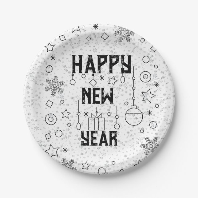 Happy New Year celebration Paper Plates (Front)